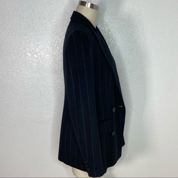 MaxMara black pin stripe wool blazer jacket 4 - Picture 6 of 11